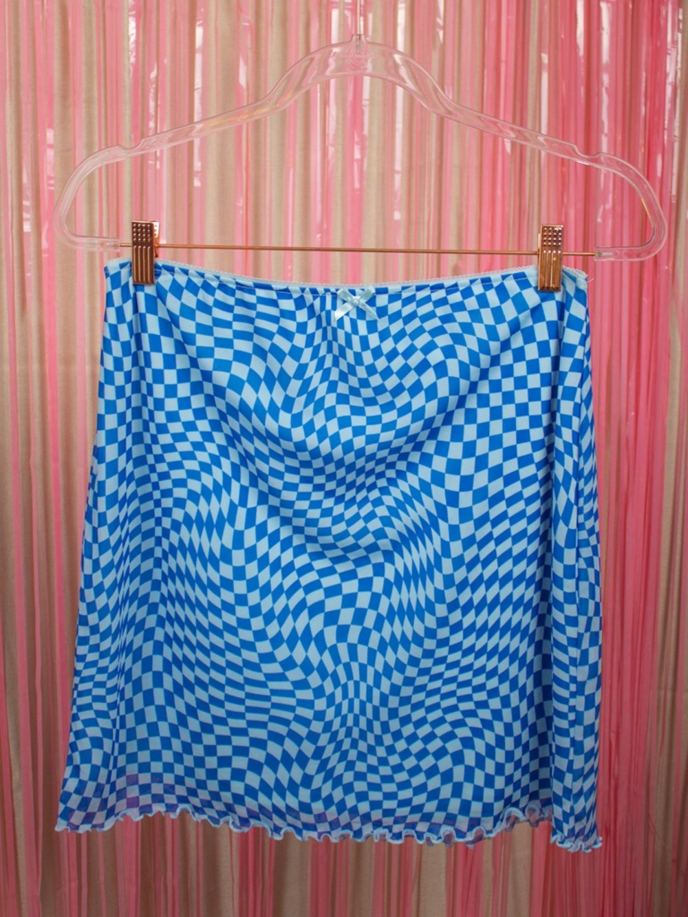 Wild Fable Blue and White Check Mini Skirt SZ L